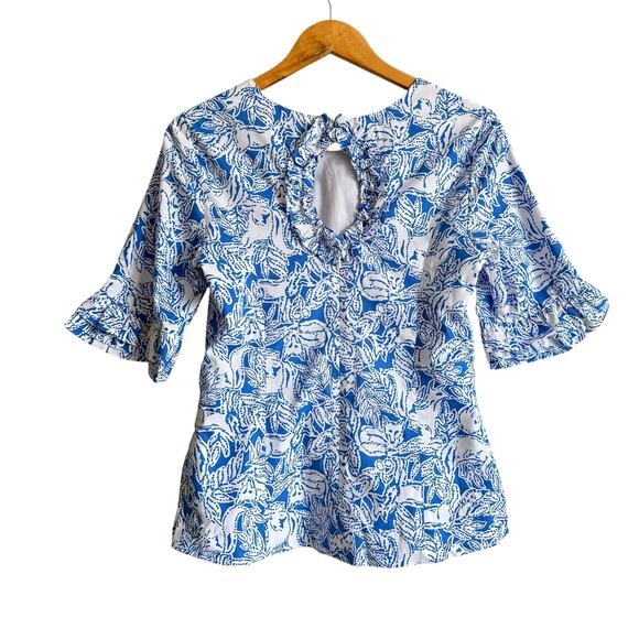 NWT Lilly Pulitzer Fiesta Top In Coastal Blue Size 4 - Picture 4 of 6